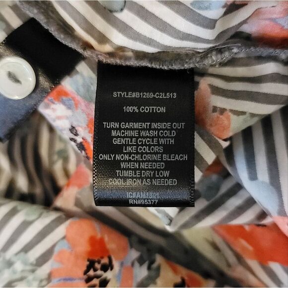 Sanctuary Floral Striped Button Up Shirt Size Small - Picture 5 of 7